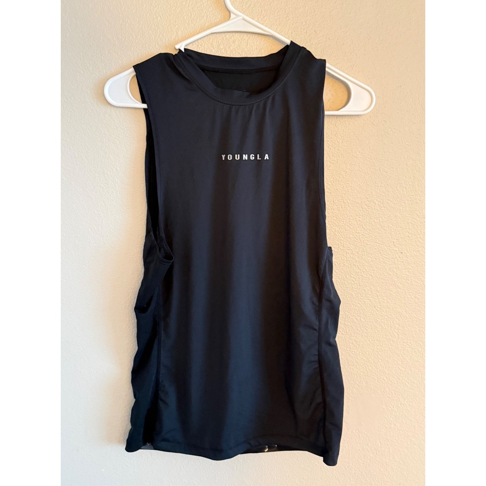 YoungLA 341 YLA2703 Black Muscle Tank Top Sleeveless Gym Shirt‎ Womens XL
